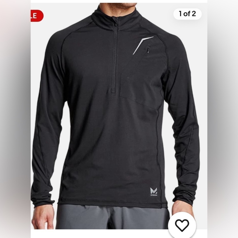 Mission Men's VaporActive Stamina Lightweight 1/4 Zip Pullover Size S